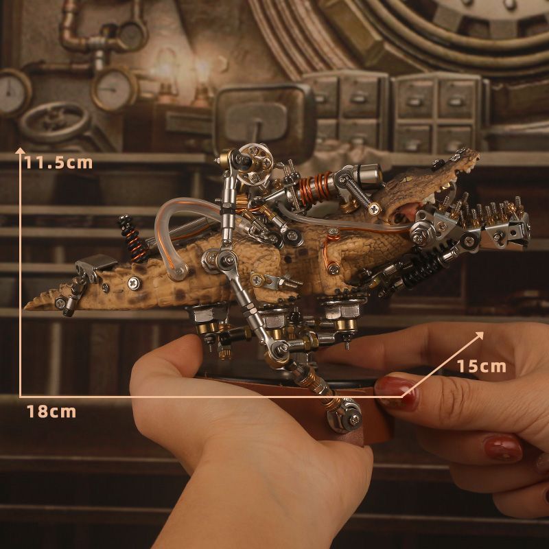 Mutant crocodile 3D metal armor assembly model