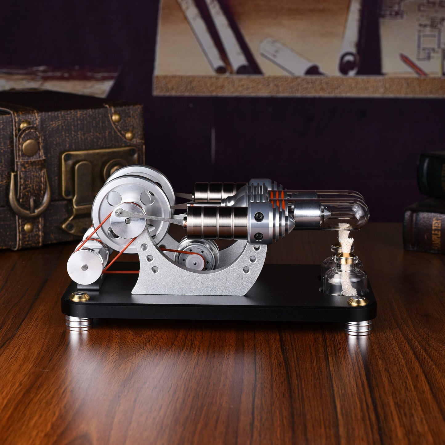 Dual Cylinder High-Temperature Stirling Engine Model for Science Projects & Educational Purposes