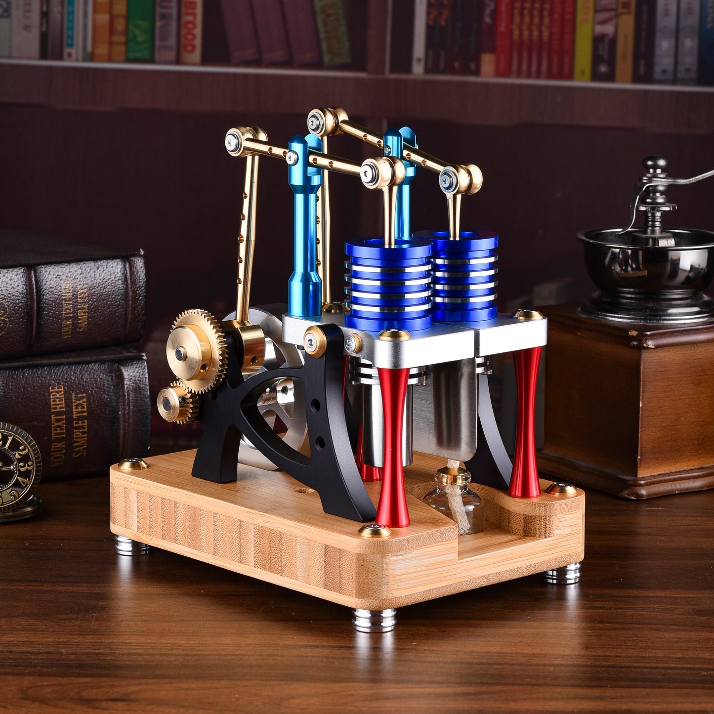 Stirling Engine Model Kit - Two-Cylinder Stirling Engine for Science Projects & Educational Purposes