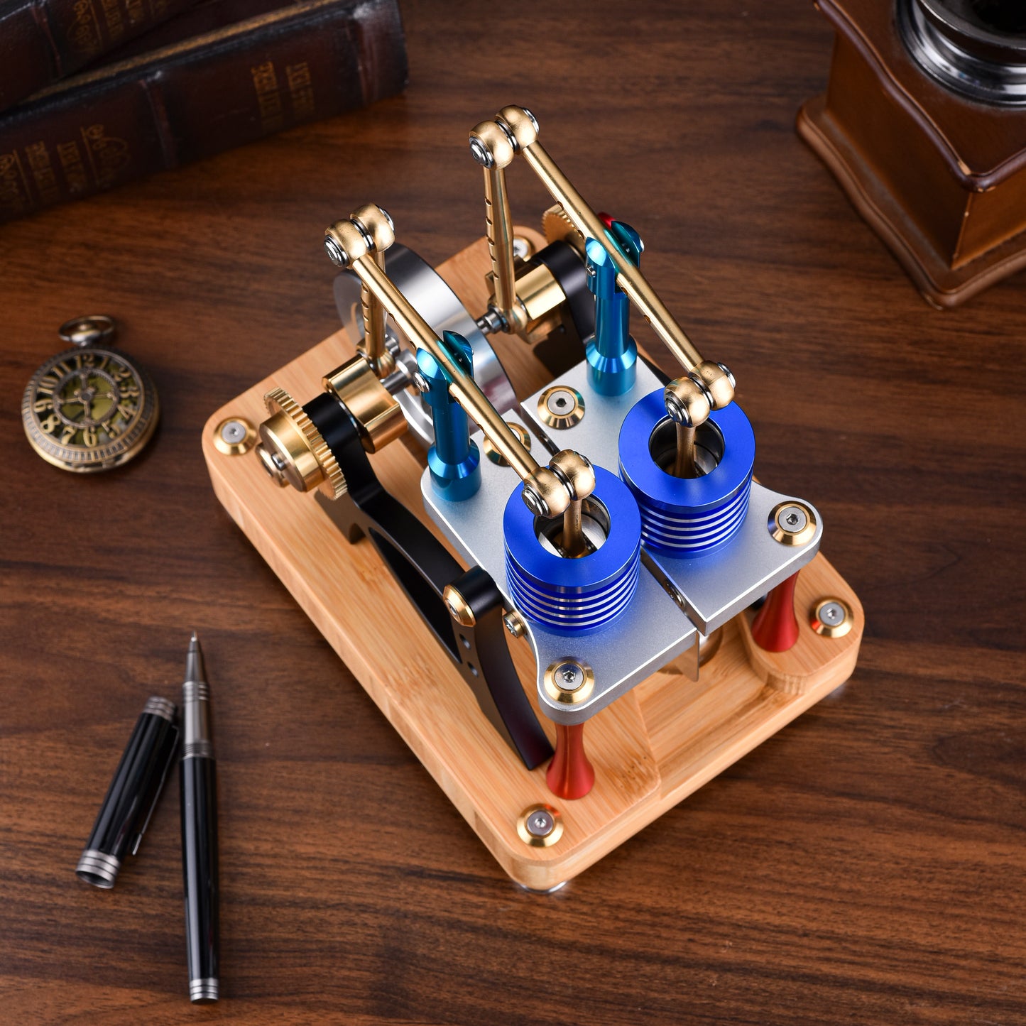 Stirling Engine Model Kit - Two-Cylinder Stirling Engine for Science Projects & Educational Purposes