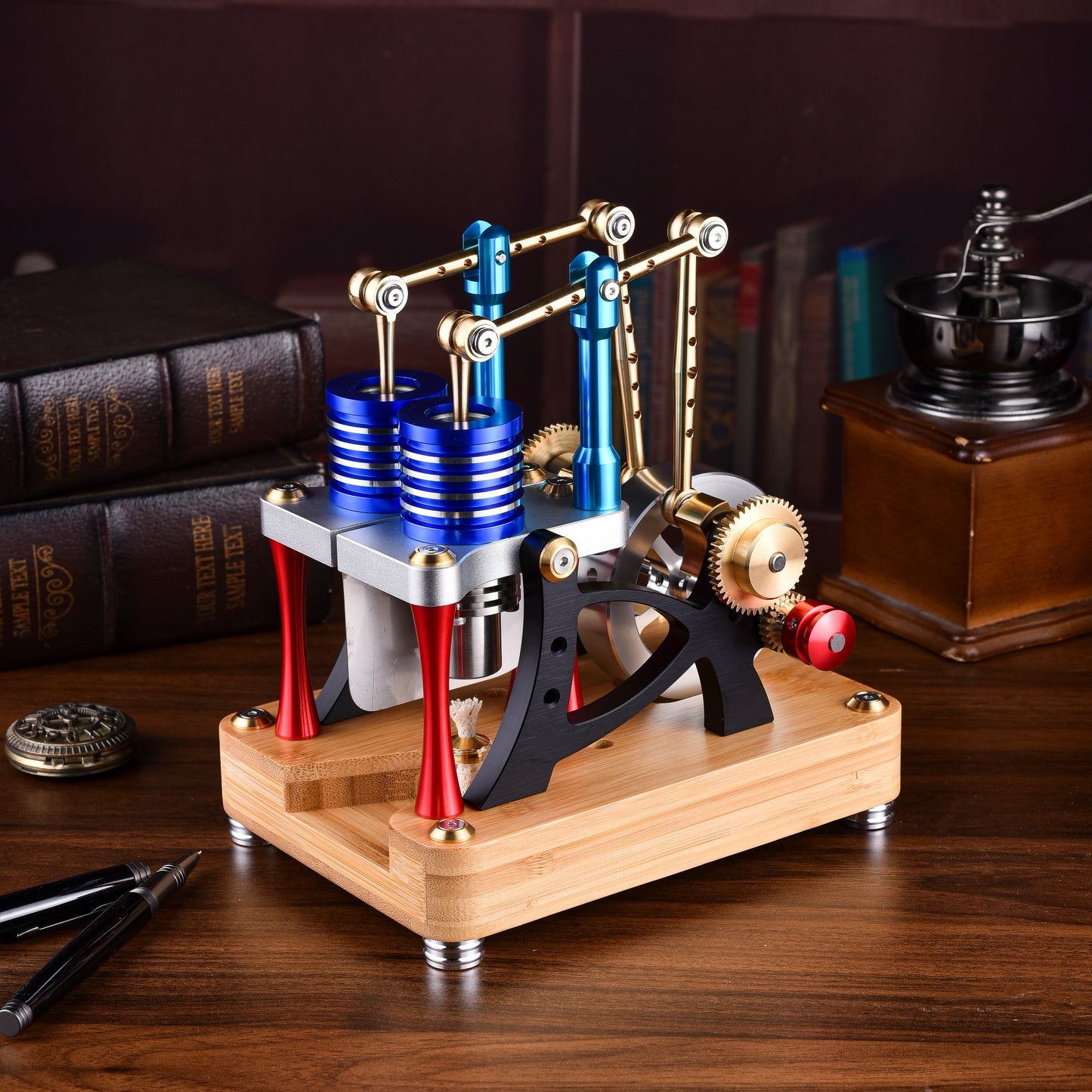 Stirling Engine Model Kit - Two-Cylinder Stirling Engine for Science Projects & Educational Purposes