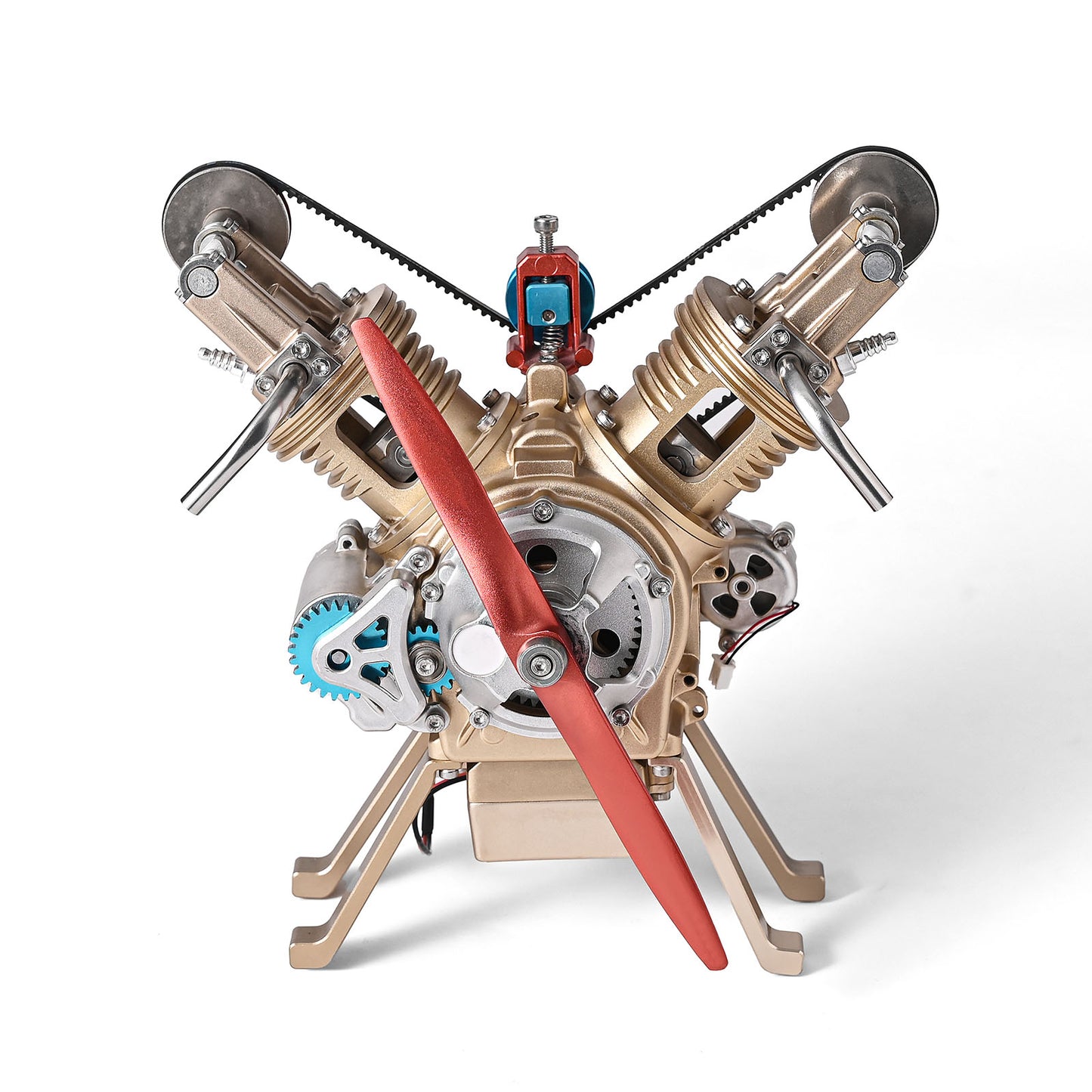 TECHING V2 Full Metal VTwin Double-Cylinder Engine Model Kit – Assembly Kit for Collecting, Decorating, and Educational Purposes