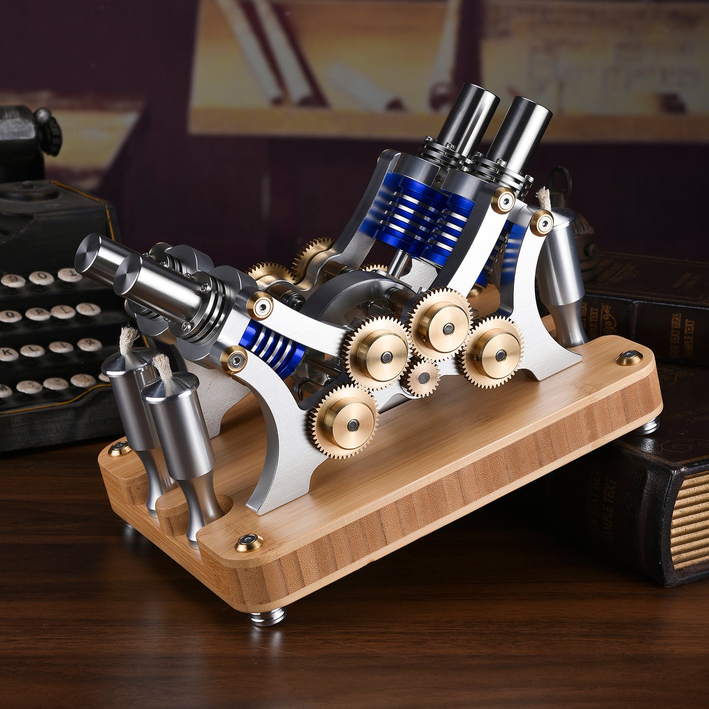 Stirling Engine Model Kit - Four-Cylinder Stirling Engine for Science Projects & Educational Purposes