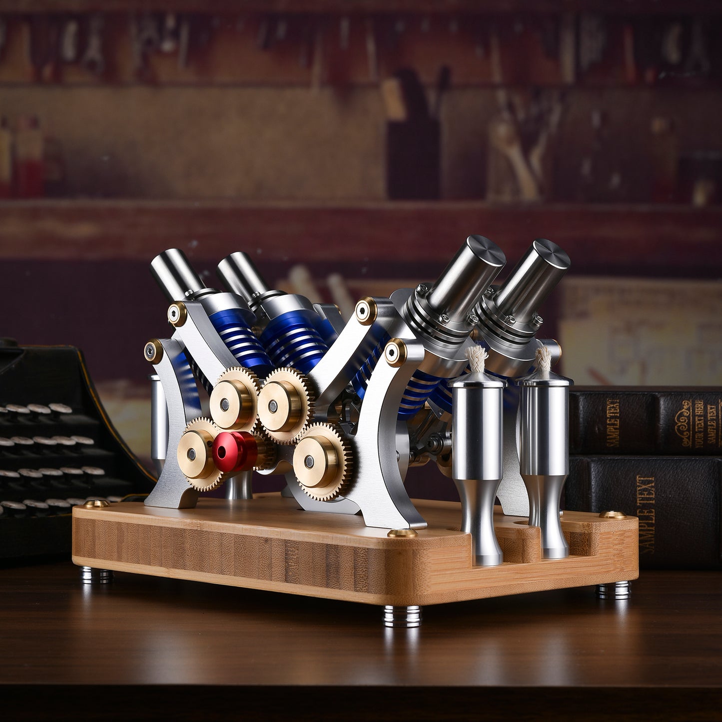 Stirling Engine Model Kit - Four-Cylinder Stirling Engine for Science Projects & Educational Purposes