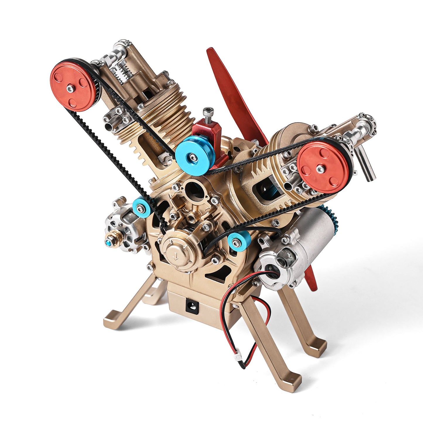 TECHING V2 Full Metal VTwin Double-Cylinder Engine Model Kit – Assembly Kit for Collecting, Decorating, and Educational Purposes