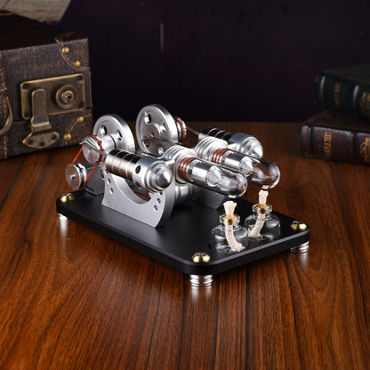 Dual Cylinder High-Temperature Stirling Engine Model for Science Projects & Educational Purposes