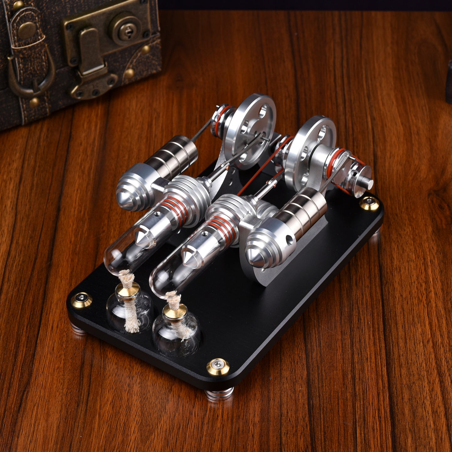 Dual Cylinder High-Temperature Stirling Engine Model for Science Projects & Educational Purposes