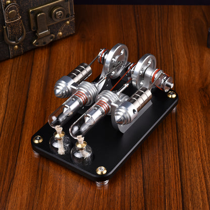 Dual Cylinder High-Temperature Stirling Engine Model for Science Projects & Educational Purposes