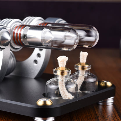 Dual Cylinder High-Temperature Stirling Engine Model for Science Projects & Educational Purposes