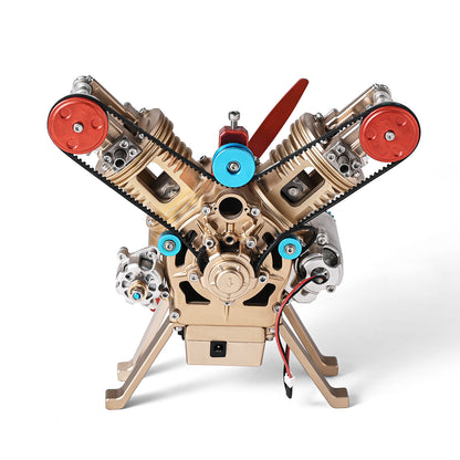 TECHING V2 Full Metal VTwin Double-Cylinder Engine Model Kit – Assembly Kit for Collecting, Decorating, and Educational Purposes