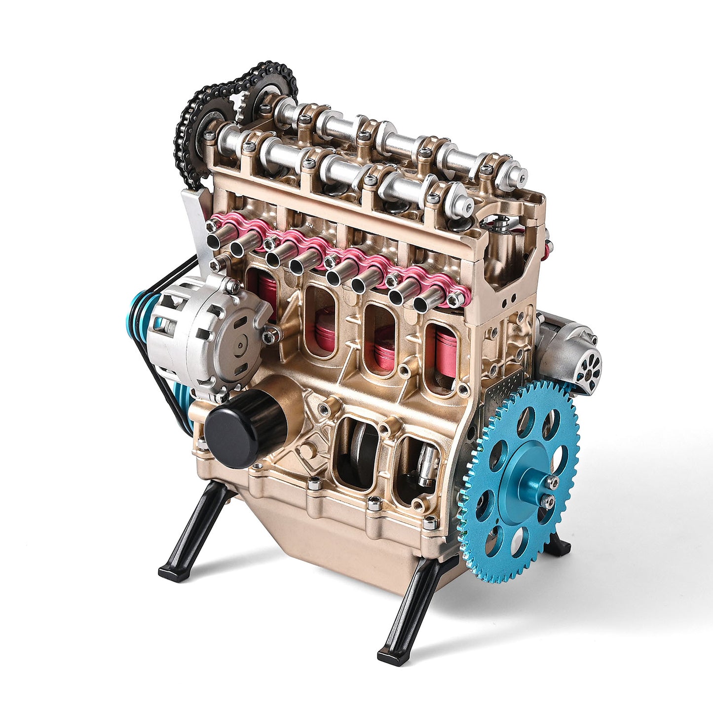 Full Metal V4 4-Cylinder Car Engine Model Kit – DIY Engine Assembly for Industry Research, Education, and Unique Gifts